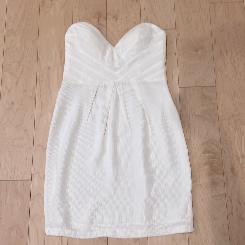 Seduce 100% Silk Light Cream Strapless Dress